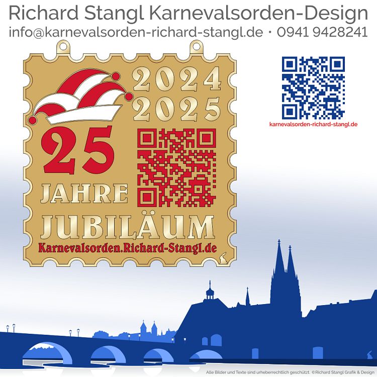 Individueller Faschingsorden Briefmarke Altgold
