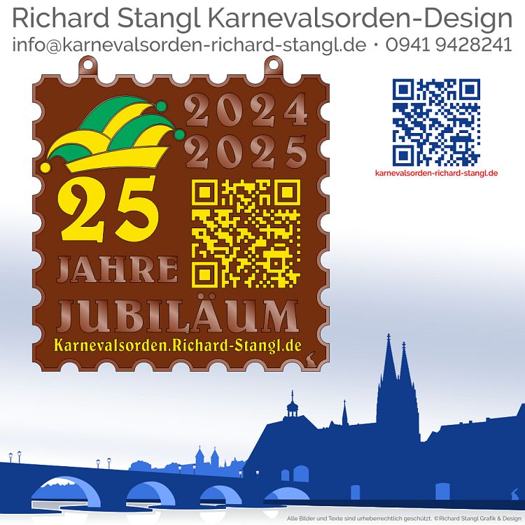 Individueller Faschingsorden Briefmarke Altkupfer