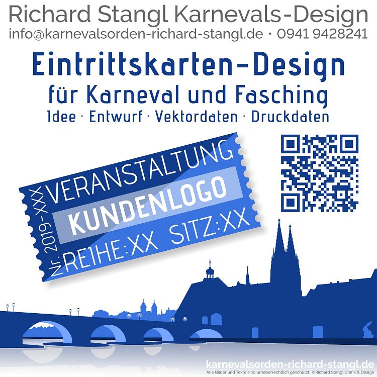 Richard Stangl Grafik & Design · Eintrittskarten-Design für Karneval und Fasching.