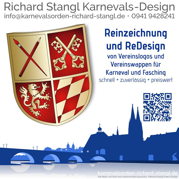 Richard Stangl Grafik & Design · Reinzeichnung Vereinswappen und Vereinslogos für Karneval und Fasching.